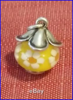 Retired James Avery Finial Daisy Glass Charm Sterling Silver Cut Ring