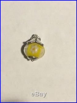 Retired James Avery Finial Daisy Glass Charm Sterling Silver Cut Ring