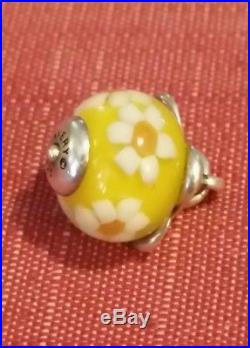 Retired James Avery Finial Daisy Glass Charm Sterling Silver Cut Ring