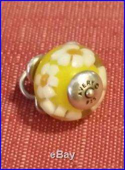 Retired James Avery Finial Daisy Glass Charm Sterling Silver Cut Ring