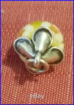 Retired James Avery Finial Daisy Glass Charm Sterling Silver Cut Ring