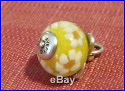 Retired James Avery Finial Daisy Glass Charm Sterling Silver Cut Ring