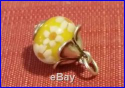 Retired James Avery Finial Daisy Glass Charm Sterling Silver Cut Ring