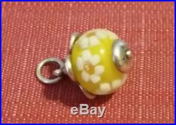 Retired James Avery Finial Daisy Glass Charm Sterling Silver Cut Ring