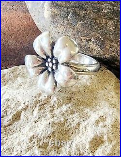 Retired James Avery Flower Ring Sterling Silver Size 8.5