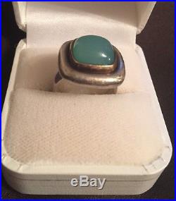 Retired James Avery Green Chrysoprase Sterling Silver And 14 K Gold Ring Sz 6.5