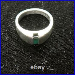 Retired James Avery Green Stone Ring Vintage Neat Piece! Sterling Silver SZ7