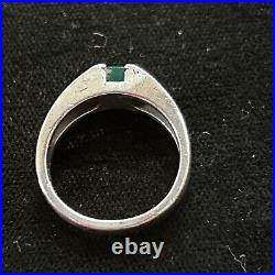 Retired James Avery Green Stone Ring Vintage Neat Piece! Sterling Silver SZ7