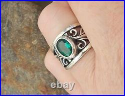 Retired James Avery Green Stone Vine Tapered Band Ring Size 7.5