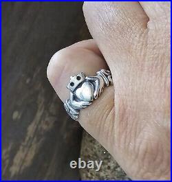 Retired James Avery Heart Crown Claddagh Ring Size 6