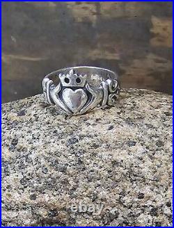 Retired James Avery Heart Crown Claddagh Ring Size 6