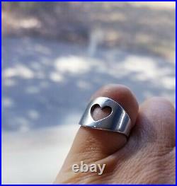Retired James Avery Heart Cut Out Ring Sterling Silver SMALL SZ 3