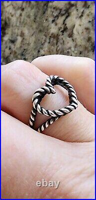 Retired James Avery Heart Shaped Rope Twist Ring Size 8, Vintage Neat Piece
