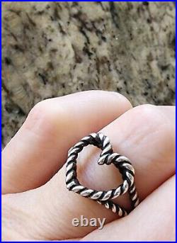 Retired James Avery Heart Shaped Rope Twist Ring Size 8, Vintage Neat Piece
