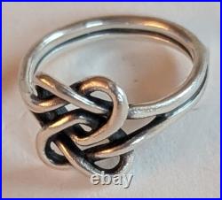 Retired James Avery Hearts Ring Sterling Silver Signed Intertwined Double 7.25