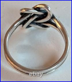 Retired James Avery Hearts Ring Sterling Silver Signed Intertwined Double 7.25