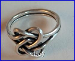 Retired James Avery Hearts Ring Sterling Silver Signed Intertwined Double 7.25