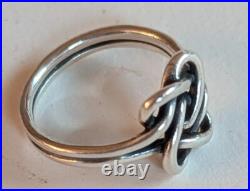 Retired James Avery Hearts Ring Sterling Silver Signed Intertwined Double 7.25
