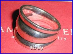 Retired James Avery Heavy Sterling Silver Triple Segment Domed Ring- Size 9