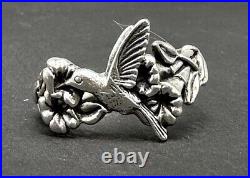 Retired James Avery Hummingbird & Flowers Sterling Silver Ring Size 6.5 Artisan