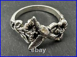 Retired James Avery Hummingbird & Flowers Sterling Silver Ring Size 6.5 Artisan