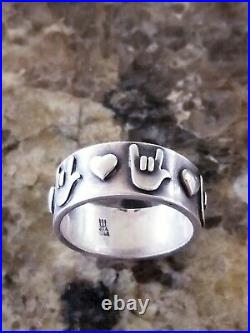 Retired James Avery I Love You Sign Language Eternity Band Ring NEAT