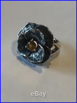 Retired James Avery JA Citrine Sterling Silver Flower Ring