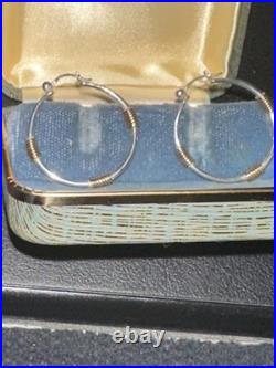 Retired James Avery Kalahari Hoop Earrngs 14kt and. 925 + JA Box