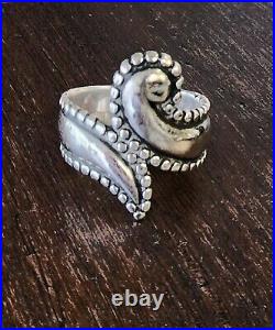 Retired James Avery Long Dotted Paisley Ring Size 8 Vtg, Neat Piece