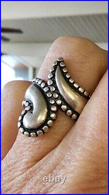 Retired James Avery Long Dotted Paisley Ring Size 8 Vtg, Neat Piece