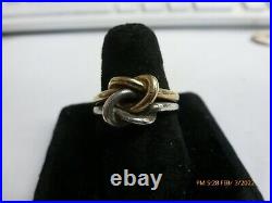Retired James Avery Lovers Knot 14k Yellow Gold And Sterling Silver Ring Size 7