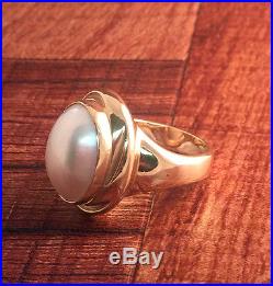 Retired James Avery Mabe Swirl Pearl Ring sz 8 14k Gold 585 Rare