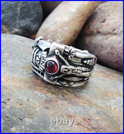 Retired James Avery Martin Luther INRI Garnet Stone Ring Size 8.5