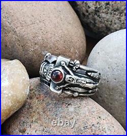 Retired James Avery Martin Luther INRI Garnet Stone Ring Size 8.5