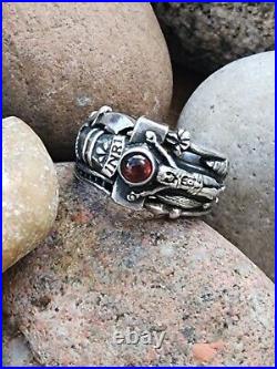 Retired James Avery Martin Luther INRI Garnet Stone Ring Size 8.5