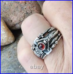 Retired James Avery Martin Luther INRI Garnet Stone Ring Size 8.5