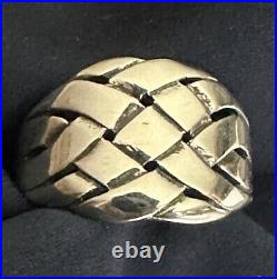 Retired James Avery Open Weave Basket Ring Size 12 Sterling Silver, 10 grams