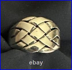 Retired James Avery Open Weave Basket Ring Size 12 Sterling Silver, 10 grams