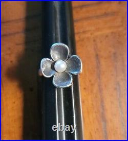 Retired James Avery Pearl Flower Ring Size 6.5 Sterling Silver