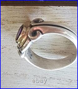 Retired James Avery Purple Amethyst Oval Ring 14kt and Sterling Silver Sz 4.5