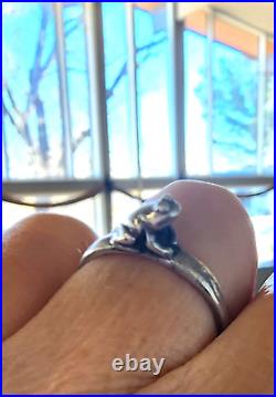Retired James Avery RARE 3-D Frog Ring Size 7.5 Sterling Silver