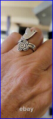 Retired James Avery RARE 60th Anniversary La Paloma Bird with Flower Ring Size 7