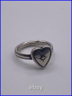 Retired James Avery Raised Heart Bead Accent Sterling Silver. 925 Ring Size 6