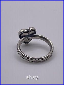 Retired James Avery Raised Heart Bead Accent Sterling Silver. 925 Ring Size 6