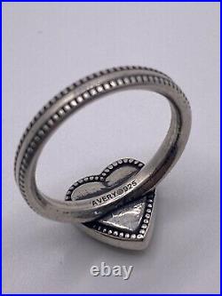 Retired James Avery Raised Heart Bead Accent Sterling Silver. 925 Ring Size 6