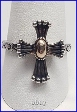 Retired James Avery Rare God's Light Cross Ring 14K Gold & Silver Size 10