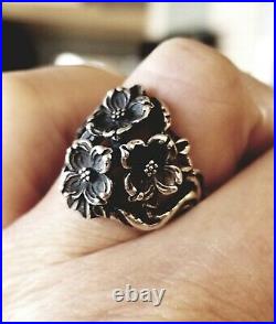 Retired James Avery Rare Heavily Oxidized Flower Ring So PRETTY! Size 7.75