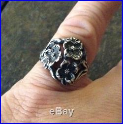 Retired James Avery Rare Sterling Silver Large 3D Dogwood Dome Ring Size 8