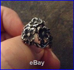 Retired James Avery Rare Sterling Silver Large 3D Dogwood Dome Ring Size 8