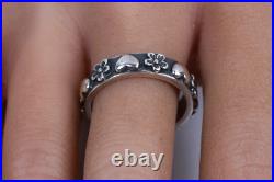 Retired James Avery Ring Hearts Flowers Band Size 8.25 Sterling Silver Dogwood
